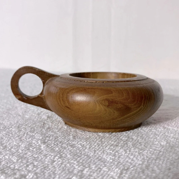 Vintage Handmade Wooden Candle Holder With Handle - Picture 2 of 12